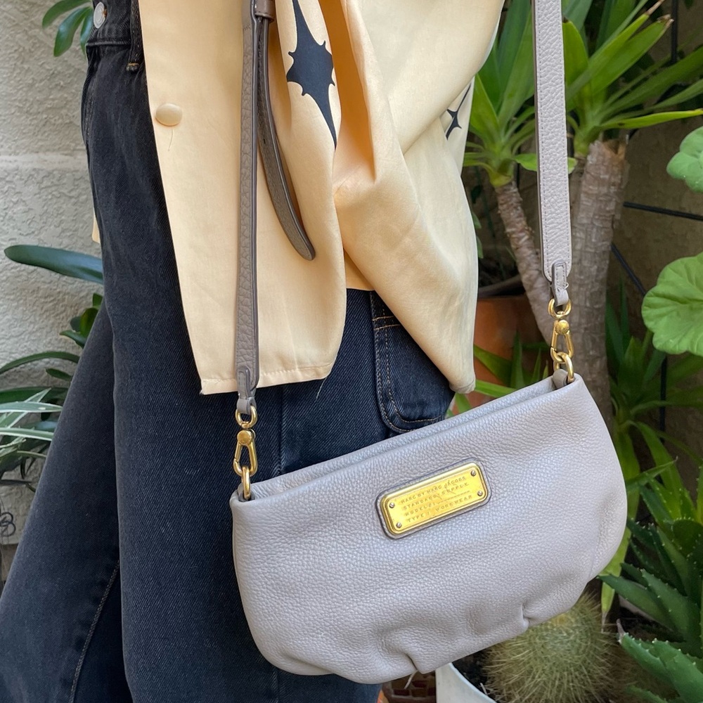 Vintage grayish cream/gold Marc by Marc Jacobs pebbled leather mini bag